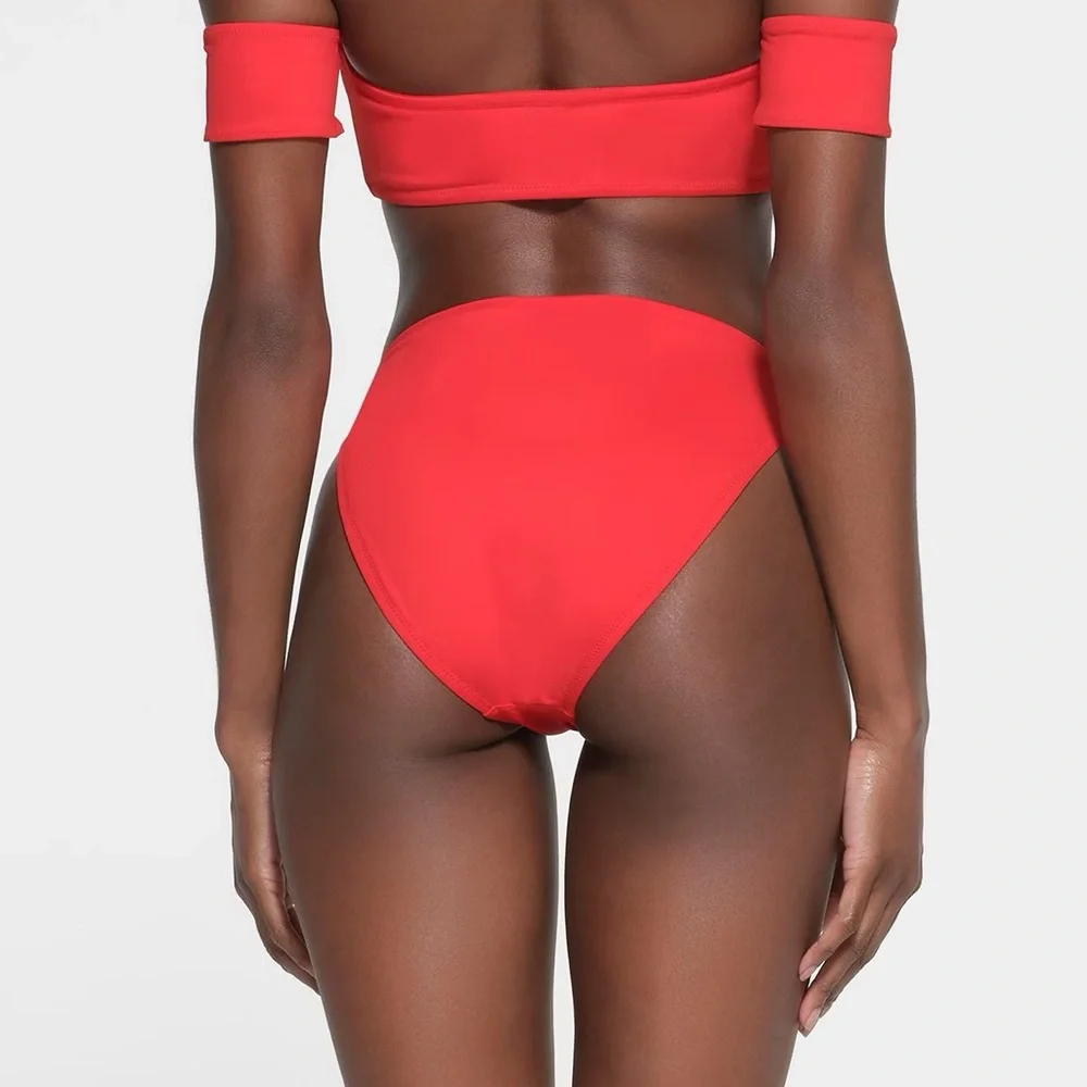 SKIMS HIGH LEG BIKINI BOTTOM RUBY - S